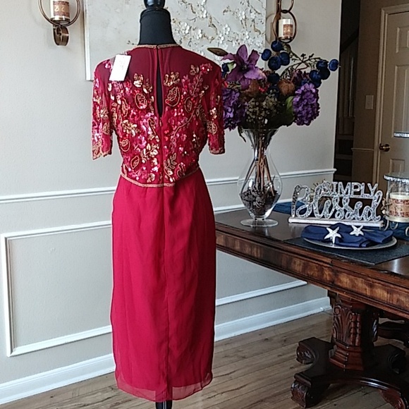 NWT Spectacular Red Illusions Cocktail Dress By Virgos Lounge. Size 8 - Picture 13 of 16